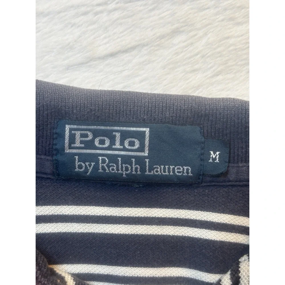 Polo Ralph Lauren‎ Polo Men's Medium Short Sleeve Blue Pony Striped VTG